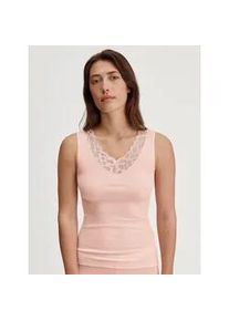 Tanktop Calida "Silky Wool Joy", Damen, Gr. S (40/42), pearl blush, Obermaterial: 70% Schurwolle, 30% Seide, eng h&uuml;ftbedeckend, V-Ausschnitt, Tops Tanktop, mit Spitze, basic, eng, feminin, Wollmix