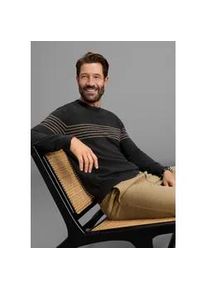 MAN'S WORLD Rundhalspullover MAN'S WORLD "Neue Kollektion Highlight Bruststreifen", Herren, Gr. 5XL (72/74), grau melange, Strick, Obermaterial: 100% Baumwolle, gestreift, regular fit normal, Rundhals, Strickb&uuml;ndchen, Pullover Rundhalspullover, aus Baumwolle, mit Rundhalsausschnitt, Regular Fit, mit Langarm