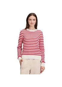 BETTY & CO Strickpullover BETTY & CO "Damen mit Struktur", Damen, Gr. 38, cream, rot, Strick, Obermaterial: 100% Baumwolle, l&auml;ssig geschnitten normal, Rundhals, Pullover Strickpullover