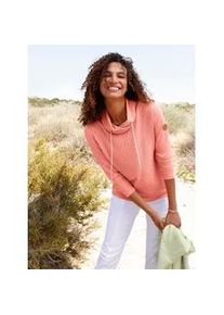 Langarmshirt Casual Looks "Rollkragen-Shirt", Damen, Gr. 50, flamingo, 66% Polyester, 28% Viskose, 6% Elasthan, unifarben, Shirts Langarmshirt