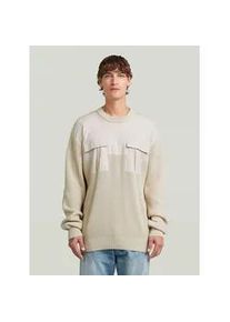 G-Star Raw Longpullover G-STAR "Woven Mix Knit Pullover", Herren, Gr. XXL, wei&szlig;bait, Obermaterial: 100% Baumwolle, Pullover Longpullover