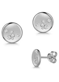 Paar Ohrstecker Firetti "Schmuck Geschenk Silber 925 Ohrschmuck Ohrringe Kreis rund", silberfarben, kristallwei&szlig;, kristallwei&szlig;, Ohrringe, Damen, Silber 925 (Sterlingsilber), Made in Germany - mit Zirkonia (synth.)