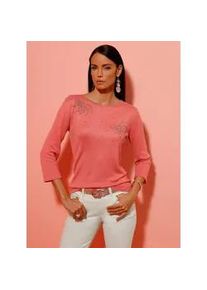 CR&Eacute;ATION L Kurzarmpullover CREATION L "Lyocell-Viskose-Pullover", Damen, Gr. 52, koralle, 42% Viskose, 30% Lyocell, 28% Polyester, unifarben, Pullover