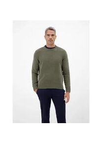 Rundhalspullover Lerros, Herren, Gr. L, nordic olive, Strick, Obermaterial: 82% Baumwolle, 18% Polyester, unifarben, normal h&uuml;ftbedeckend, Rundhals, Flachstrickb&uuml;ndchen, Pullover Rundhalspullover, langarm und mit breiten Strickb&uuml;ndchen