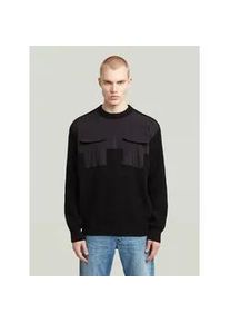 G-Star Raw Longpullover G-STAR "Woven Mix Knit Pullover", Herren, Gr. XL, dk schwarz, Obermaterial: 100% Baumwolle, Pullover Longpullover