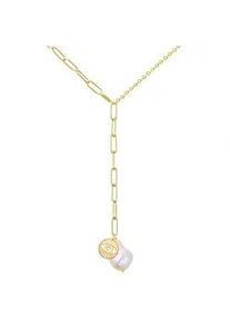 Lulu & Jane Gliederkette LULU & JANE "AV130", gelbgold, Halsketten, Damen, 40,0cm Basiskette + 5,0cm Verl&auml;ngerung,mit Stein, Edelstahl, Gliederkette, mit Preciosa