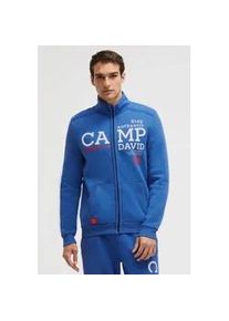 Sweatjacke CAMP DAVID, Herren, Gr. XXL, true blau, Material: 65% Baumwolle, 35% Polyester, bedruckt, bestickt, relaxed fit normal, hoch geschlossener Ausschnitt, eingesetzt Rippb&uuml;ndchen, Sweatjacken Sweatjacke, mit Stehkragen