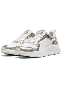 Sneaker Puma "Trinity 2 Metallic Whisper Sneakers Damen", Damen, Gr. 38,5, wei&szlig; gold warm, Obermaterial: Textil, Synthetik; Futter: Textil; Innensohle: Textil; Laufsohle: Gummi, Synthetik, Schuhe Sneaker