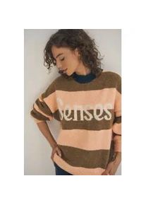 Rundhalspullover SENSES.THE LABEL, Damen, Gr. S, peach nectar, Strick, Material: 67% Polyacryl, 14% Polyester, 12% Polyamid, 7% Elasthan, oversize normal, Rundhals, eingesetzt Rippb&uuml;ndchen, Pullover Rundhalspullover, mit weicher Haptik