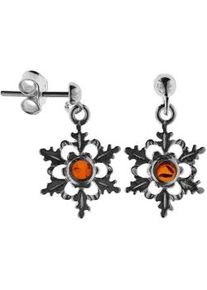 Paar Ohrh&auml;nger OSTSEE-SCHMUCK "OSTSEE-SCHMUCK Ohrh&auml;nger Schneeflocke Ohrh&auml;nger Schneeflocke", wei&szlig;, Ohrringe, Damen, 23 x 12mm, Silber 925 (Sterlingsilber)