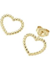 Paar Ohrstecker Luigi Merano "Herzen in Kugel-Optik, Gold 375", gold, Ohrringe, Herren, Gelbgold 375