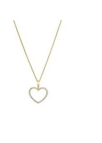 Kette mit Anh&auml;nger LYOMI "585/- Gelbgold 36 synth. Diam. 0,24ct.", gelb, Halsketten, Damen, 45,0cm, 0,24, Gold, L: 45 B: 16mm, gl&auml;nzend, B:16mm