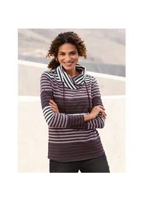 Langarmshirt Casual Looks "Sweatshirt", Damen, Gr. 38, burgund, mauve, geringelt, 100% Baumwolle, bedruckt, gemustert, gestreift, mehrfarbig, Shirts Langarmshirt