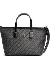 Tragetasche Tommy Hilfiger "TH MONOPLAY LE NANO TOTE", Damen, Gr. B/H/T: 27cm x 17cm x 9cm, schwarz, Leder, Lederimitat, Taschen, Damen Umh&auml;ngetasche, Schultertasche mit TH-Monodrucken