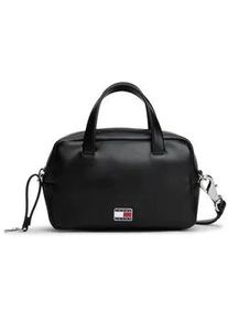 Tommy Hilfiger Umh&auml;ngetasche TOMMY JEANS "TJW CITY TRUNK CROSSOVER", Damen, Gr. B/H/T: 18,5cm x 12cm x 7,5cm, schwarz, Lederimitat, Taschen Umh&auml;ngetasche, Damen Tragetasche, Schultertasche mit Herzchen-Applikation
