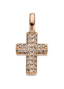 Kettenanh&auml;nger Jobo "Anh&auml;nger Kreuz", rosa (ros&eacute;gold 585), Schmuckanh&auml;nger, Damen, SI = kleine Einschl&uuml;sse, Diamanten Ros&eacute;gold 585, Diamanten, Ros&eacute;gold 585, Kettenanh&auml;nger, 585 Ros&eacute;gold mit 26 Diamanten