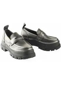 Stiefel Buffalo "Buffalo Aspha Loafer Vntg Vegan Nappa", Damen, Gr. 38, pewter, schwarz, Leder, unifarben, Schuhe Stiefel