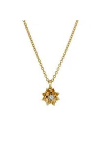 Kette mit Anh&auml;nger LYOMI "585/- GG/WG Lotusbl&uuml;te synth. Diam. 0,06ct.", mehrfarbig, Halsketten, Damen, 45,0cm, 0,06, Gold, L: 45 B: 11mm, matt, B:11mm