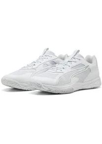 Sneaker Puma "Accelerate Pro 4 Handballschuhe Erwachsene", Herren, Gr. 38, wei&szlig; silber metallic, Obermaterial: Synthetik, Textil; Futter: Textil; Innensohle: Textil; Laufsohle: Synthetik, Gummi, Schuhe Sneaker
