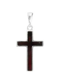 Kettenanh&auml;nger OSTSEE-SCHMUCK "OSTSEE-SCHMUCK Anh&auml;nger Kreuz 28 x 18 mm", wei&szlig;, Schmuckanh&auml;nger, Damen, 40 x 18mm, Silber 925 (Sterlingsilber), 3,3 g, Kettenanh&auml;nger