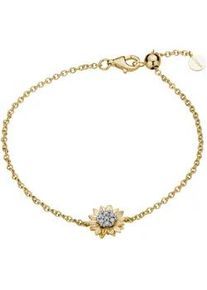 Armband LYOMI "585/- GG/WG Sonnenblume 7 synth. Diam. 0,10ct.", gelb, Armb&auml;nder, Damen, 15,5cm, Gold, gl&auml;nzend, matt, Armband