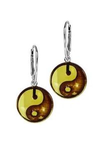 Paar Ohrh&auml;nger OSTSEE-SCHMUCK "OSTSEE-SCHMUCK Ohrh&auml;nger Yin-Yang Ohrh&auml;nger Yin-Yang", wei&szlig;, Ohrringe, Damen, 35 x 15mm, Silber 925 (Sterlingsilber)