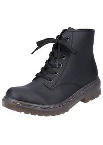 Schn&uuml;rboots Rieker, Damen, Gr. 39, schwarz, Lederimitat, unifarben, Schuhe Workerboots Schn&uuml;rboots, Schn&uuml;rstiefelette, Blockabsatz, mit Logopr&auml;gung