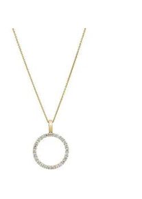 Kette mit Anh&auml;nger LYOMI "585/- Gelbgold 25 synth. Diam. 0,94ct.", gelb, Halsketten, Damen, 45,0cm, 0,94, Gold, L: 45 B: 20mm, gl&auml;nzend, B:20mm