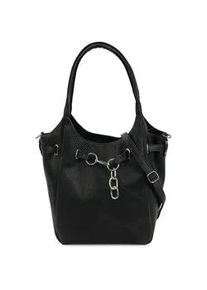 Schultertasche Harpa "Regina", Damen, Gr. B/H/T: 15cm x 30cm x 36cm, schwarz, Kunstfaser, unifarben, Taschen Schultertasche, in Trapezform mit unterteiltem Hauptfach