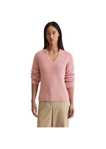 Marc O'Polo Strickpullover MARC O'POLO "aus reinem Organic Cotton", Damen, Gr. M, natural rose, Obermaterial: 100% Baumwolle, unifarben, V-Ausschnitt, Pullover Strickpullover