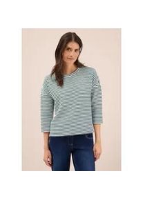 Rundhalsshirt Cecil, Damen, Gr. M (40), gr&uuml;n (ink gr&uuml;n), Web, 55% Baumwolle, 32% Polyester, 10% Viskose, 3% Elasthan, gestreift, normal normal, Rundhals, abgesteppt, Shirts Rundhalsshirt, mit Rundhalsausschnitt
