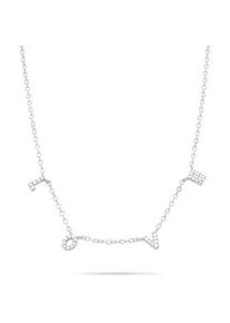 Silberkette Tamaris "Schmuck Geschenk Silber 925 Halskette Love Letters", silberfarben, kristallwei&szlig;, Halsketten, Damen, Silber 925 (Sterlingsilber), L: 45 B: 1,5mm, Silberkette, mit Zirkonia (synth.), B:1,5mm