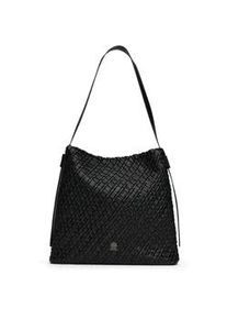 Tragetasche Tommy Hilfiger "TH BRAIDED MAXI HOBO", Damen, Gr. B/H/T: 36cm x 36cm x 13cm, schwarz, Lederimitat, Taschen, Damen Umh&auml;ngetasche, Schultertasche mit TH-Logo