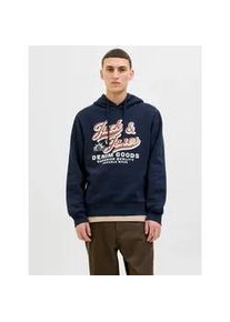 Jack & Jones Kapuzensweatshirt JACK & JONES "JJELOGO SWEAT HOOD 2 COL 25/26 NOOS", Herren, Gr. S, blau (sky captain), angeraute Sweatware, Obermaterial: 70% Baumwolle, 30% Polyester, bedruckt, regular fit normal, Rundhals, Rippb&uuml;ndchen, Sweatshirts, mit stylischem Print