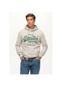 Kapuzensweatshirt Superdry "VL DUO CLASSIC HOOD", Herren, Gr. S, ice grau marl, angeraute Sweatware, Obermaterial: 80% Baumwolle, 20% Polyester, bedruckt, meliert, regular fit normal, Rundhals, Rippb&uuml;ndchen, Sweatshirts