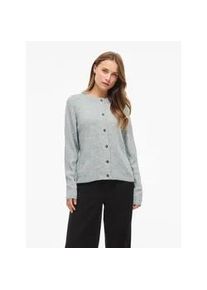 Strickjacke Vila "VIVIOLI O-NECK RIB KNIT CARDIGAN-NOOS", Damen, Gr. S, light grau melange, Strick, Obermaterial: 67% Polyacryl, 30% Polyester, 3% Elasthan, unifarben, regular fit normal, Rundhals, Rippstrickb&uuml;ndchen, Strickjacken Strickjacke