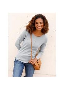 T-Shirt Casual Looks "Rundhals-Shirt", Damen, Gr. 46, grau (grau, meliert), 84% Baumwolle, 11% Polyester, 5% Elasthan, meliert, Rundhals, Shirts T-Shirt