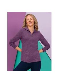 Stehkragenshirt Classic Basics "Langarm-Shirt", Damen, Gr. 46, lila (violett, schwarz, meliert), 95% Polyester, 5% Elasthan, meliert, Shirts Stehkragenshirt