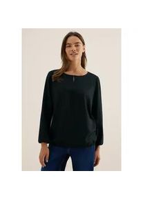 Langarmbluse Cecil, Damen, Gr. XXL (46), gr&uuml;n (ink gr&uuml;n), Stoff, 100% Viskose, unifarben, normal normal, Rundhals, B&uuml;ndchen, Blusen, aus softer Viskose