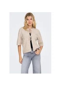 Strickjacke Only "ONLSIMONI 2/4 BOW CARDIGAN KNT NOOS", Damen, Gr. S, pumice stone detail:melange, Strick, Obermaterial: 74% Polyacryl, 24% Polyester, 2% Elasthan, meliert, unifarben, relaxed fit normal, Rundhals, Strickjacken Strickjacke
