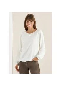 Langarmbluse Cecil, Damen, Gr. XL (44), vanillewei&szlig;, Stoff, 100% Viskose, unifarben, normal normal, Rundhals, B&uuml;ndchen, Blusen, aus softer Viskose