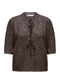 Strickjacke Only "ONLSIMONI 2/4 BOW CARDIGAN KNT NOOS", Damen, Gr. M, coffee bean detail:melange, Strick, Obermaterial: 74% Polyacryl, 24% Polyester, 2% Elasthan, meliert, unifarben, relaxed fit normal, Rundhals, Strickjacken Strickjacke