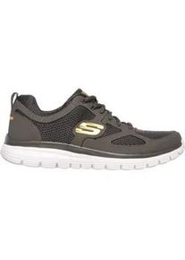 Sneaker Skechers "BURNS-AGOURA", Damen, Gr. 41, dunkelgrau, Leder, Textil, kontrastfarbene Details, Schuhe Sneaker, Schn&uuml;rschuh, Sportschuh mit Memory Foam