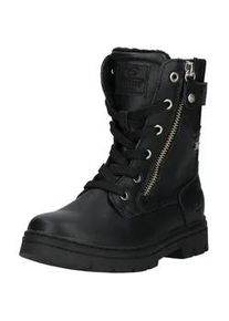 Schn&uuml;rstiefelette Mustang SHOES "Mustang Shoes Stiefelette Lederimitat/Textil", Damen, Gr. 31, schwarz, Lederimitat, Textil, Schuhe Schn&uuml;rstiefelette