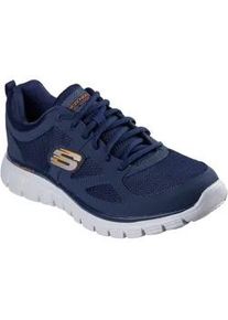 Sneaker Skechers "BURNS-AGOURA", Damen, Gr. 45, navy, orange, Leder, Textil, kontrastfarbene Details, Schuhe Sneaker, Schn&uuml;rschuh, Sportschuh mit Memory Foam
