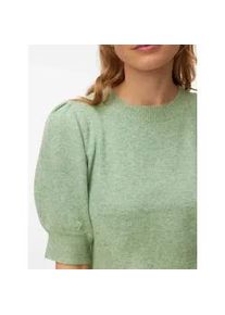 V&eacute;ro Moda Rundhalspullover VERO MODA "VMDOFFY 2/4 O-NECK PULLOVER GA NOOS", Damen, Gr. XS, mistletoe detail:melange, Strick, Obermaterial: 94% Polyester, 3% Elasthan, 3% Nylon, meliert, regular fit normal, Rundhals, Puff&auml;rmel Strickb&uuml;ndchen, Pullover Rundhalspullover, mit kurzen Puff&auml;rmeln