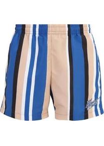 Shorts Karl Kani "Karl Kani Herren KM232-013-2 KK Varsity Striped Boardshorts", Herren, Gr. M, US-Gr&ouml;&szlig;en, blau, sand, wei&szlig;, 100% Polyester (Recycelt), gestreift, normal, Hosen Shorts