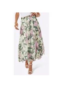 CR&Eacute;ATION L Webrock CREATION L, Damen, Gr. 21, ecru, orchidee, bedruckt, 100% Polyester, gebl&uuml;mt, gemustert, mehrfarbig, lang, R&ouml;cke