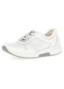 Keilsneaker Gabor ROLLINGSOFT, Damen, Gr. 44, wei&szlig;, Kalbsleder, Textil, unifarben, Schuhe Sneaker, mit Label an der Ferse, Freizeitschuh, Halbschuh, Schn&uuml;rschuh
