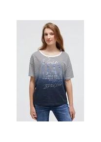 Rundhalsshirt SOCCX, Damen, Gr. S, wei&szlig;, Single Jersey, Material: 100% Baumwolle, bedruckt, gestreift, regular fit normal, Rundhals, eingesetzt gerader Abschluss, Shirts Rundhalsshirt, mit Farbverlauf